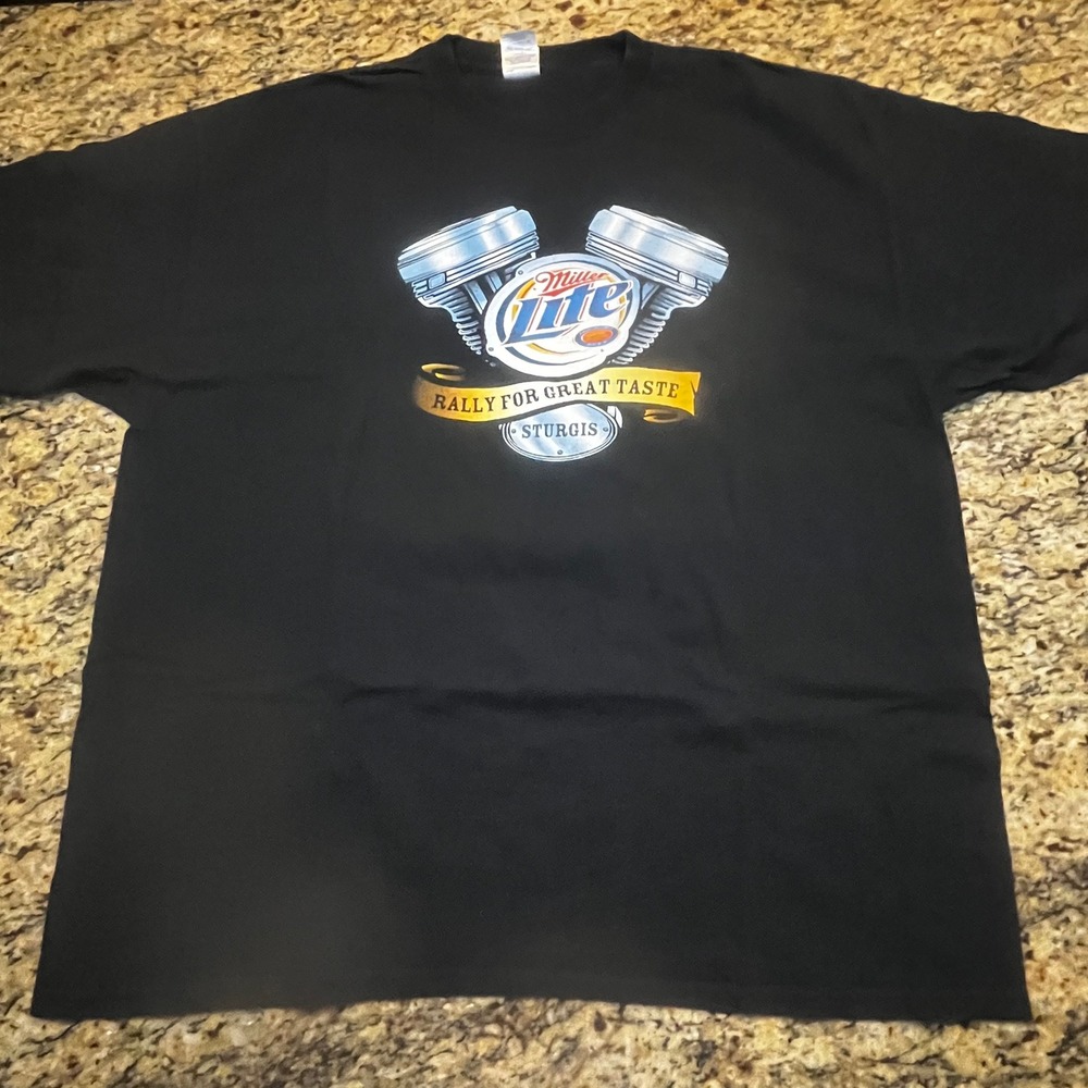 Miller Lite Sturgis Rally For Great Taste Black Graphic T-Shirt Mens 2XL XXL